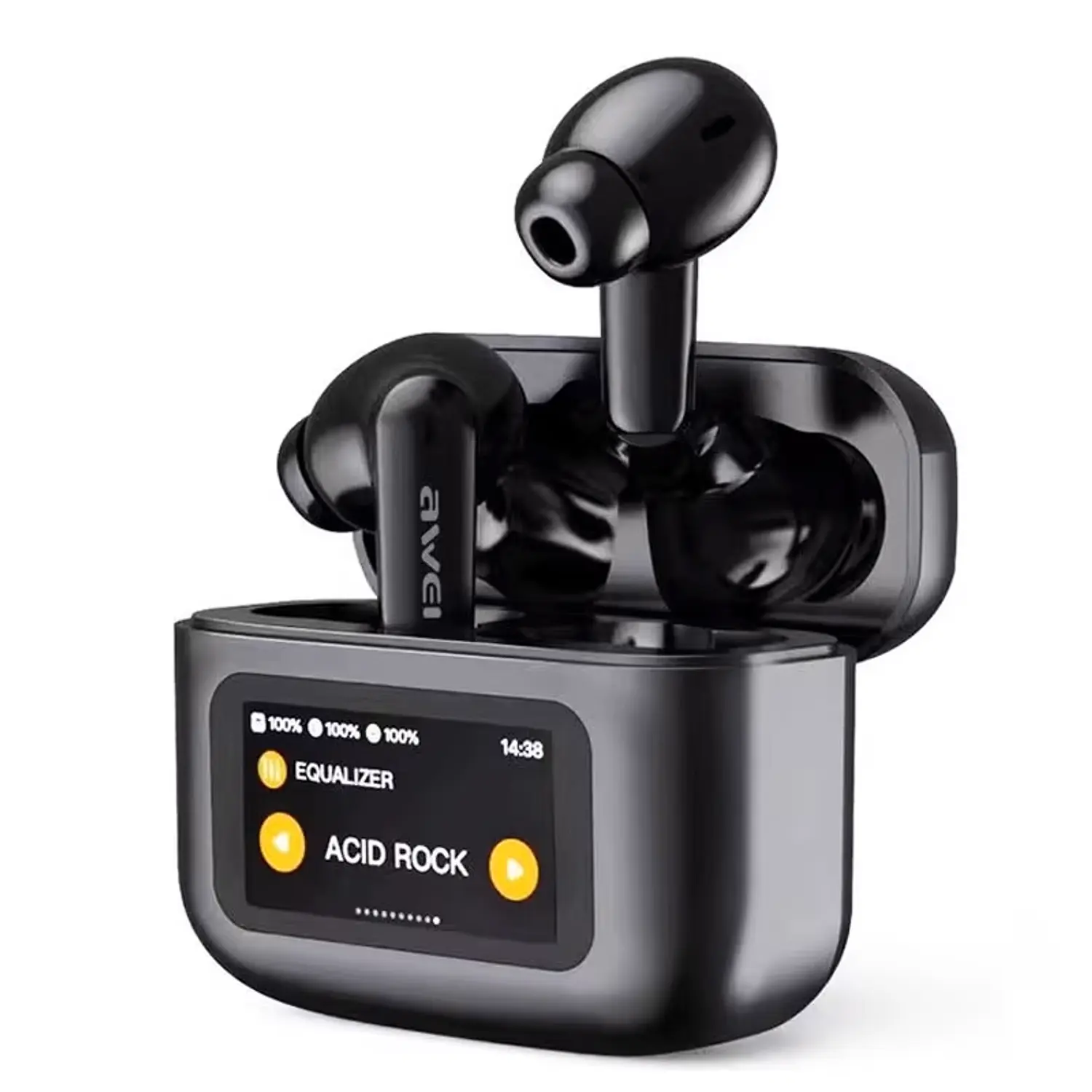 Audífonos TWS con Pantalla Awei T56 ANC, negro.