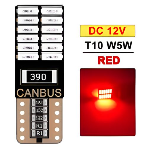 T10 W5W LED Canbus 12V– Rojo