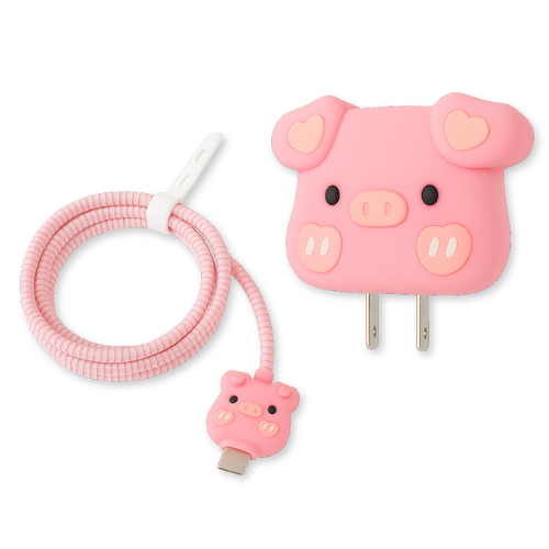 Set 4 Piezas Protector de Cargador Cerdito