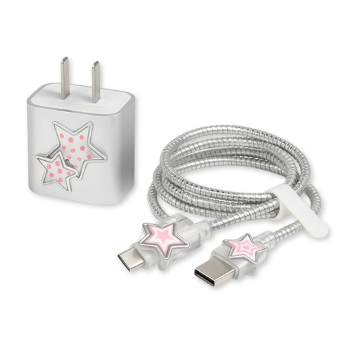 Set 5 Piezas Protector de Cargador Estrella Plateada