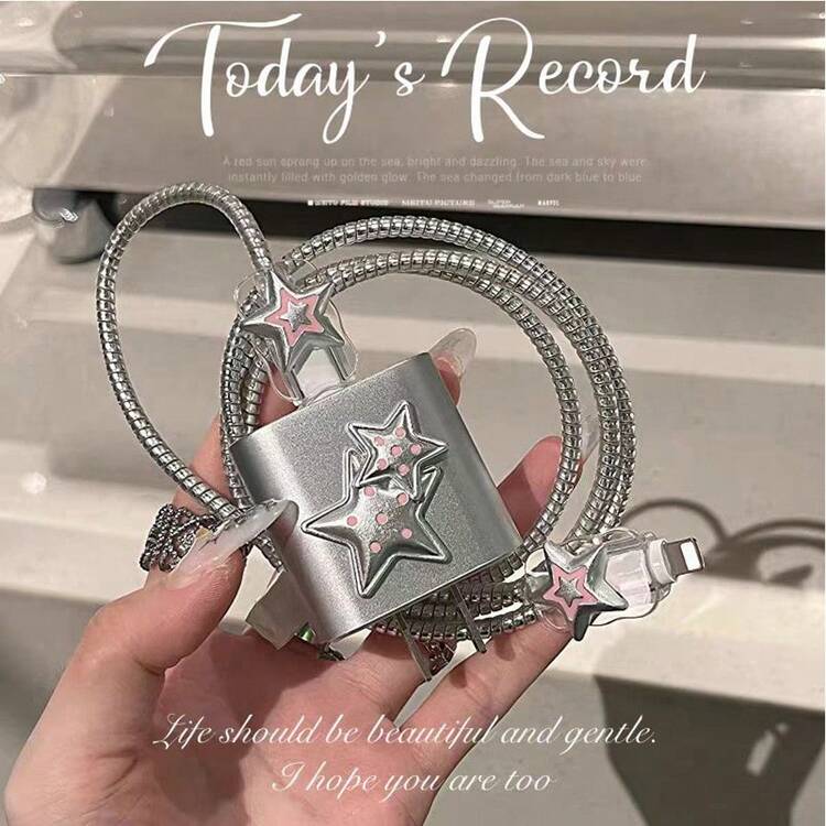 Set 5 Piezas Protector de Cargador Estrella Plateada