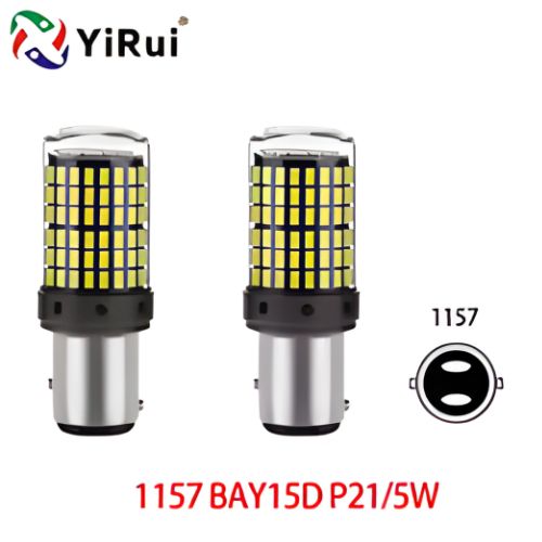 Bombillas LED 1157 BAY15D P21/5W Doble Contacto — Yirui 144SMD | 12V–48V | 20W | 2200 lm | Rojo / Ámbar