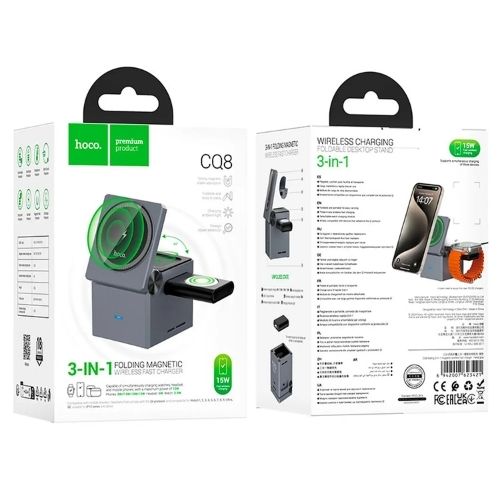 Cargador inalámbrico Hoco CQ8, plegable 3 en 1