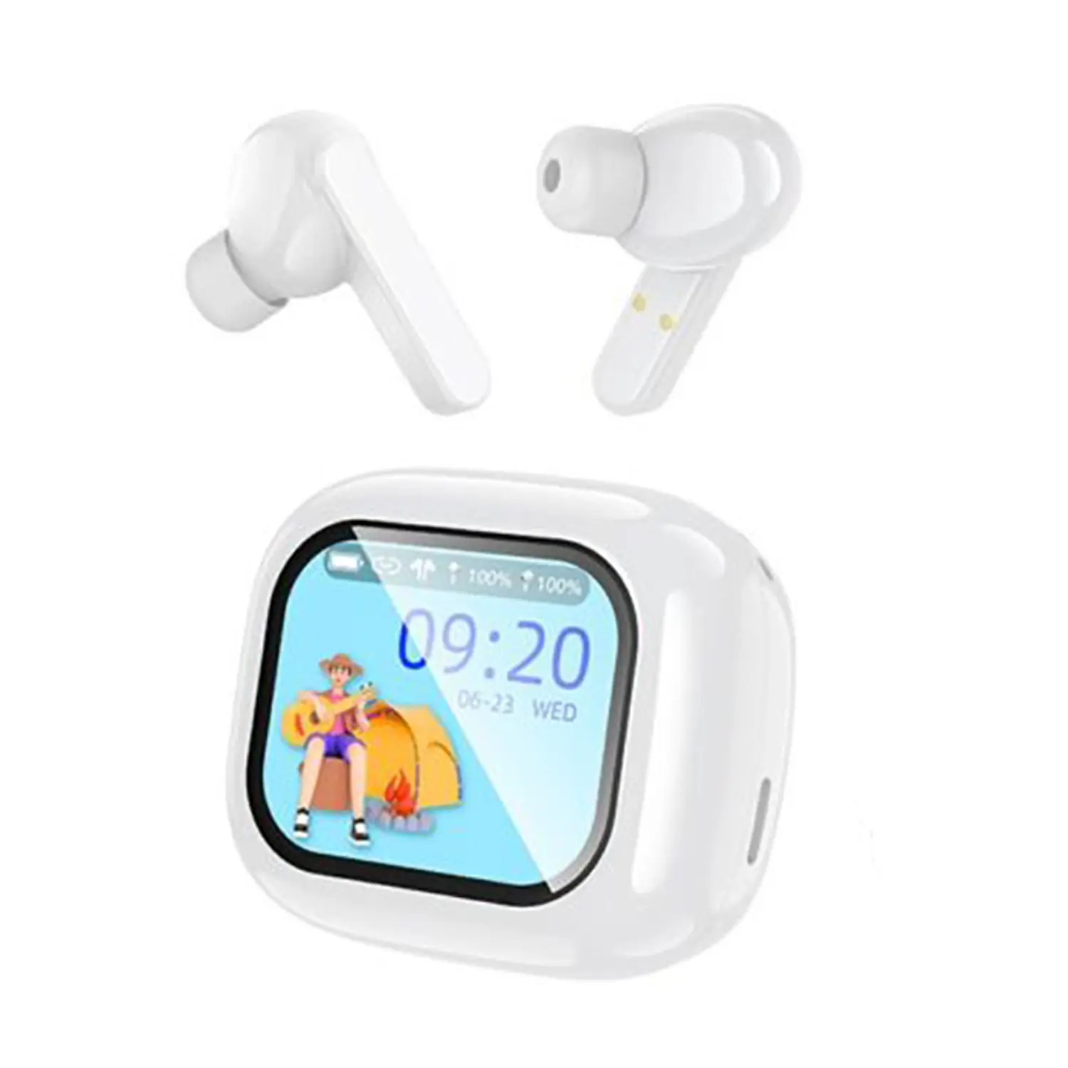 Audífonos TWS Hoco DES53 Enthusiast con pantalla Blanco