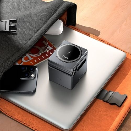 Cargador inalámbrico Hoco CQ8, plegable 3 en 1