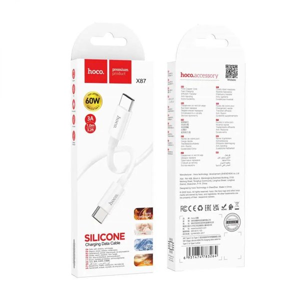 Cable Hoco X87 Magic silicone USB C PD a USB C PD 60W